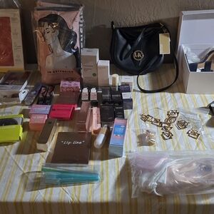 Women's Makeup and Earrings